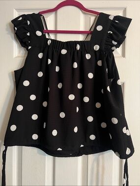 Black Polka Dot Ruffle Sleeve Camisole